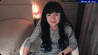 Bold Brunette Lady Jessy Teases In Lingerie And Stockings Groping Perky Small Tits