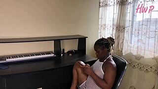 in a wild african homemade scene, the housewife tempts her landlord with big ass cowgirl riding until creampie explosion