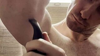 Trimming sweaty hairy armpits and body after gym for upcoming photoshoot behind scenes