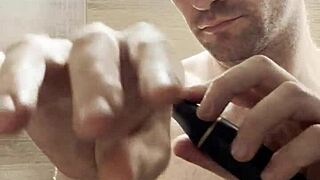 Trimming sweaty hairy armpits and body after gym for upcoming photoshoot behind scenes