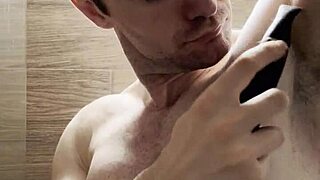 Trimming sweaty hairy armpits and body after gym for upcoming photoshoot behind scenes