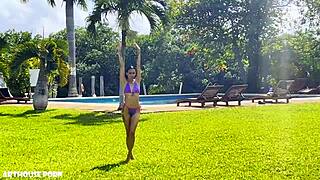 Petite Latina Violeta Grey Delivers Oily Footjob with Cum on Feet