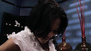 Brunette Rayveness Fucks Experienced Mandy More's Ass in Fishnets and Heels