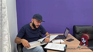 This colombian babe lets her boss pound her hard in doggy style to sneak out early