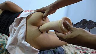 HORNY SLUT'S TIGHT ASS gets BRUTAL anal dildo TRAINING