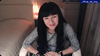 Bold Brunette Lady Jessy Teases In Lingerie And Stockings Groping Perky Small Tits