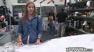 Big Booty Babe Sells Her Slit To Deviant Pawnbroker In Office With Hidden Cam Voyeur Action