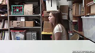 Shoplyfter Rides Hard On LP Officer's Cock Bouncing Her Tight Pussy Wildly!