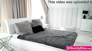 russian teen caught her friend peeping during shower before intense sex.