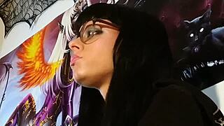 asmr kisses from petite goth girl with glasses in hungarian european style