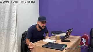 This colombian babe lets her boss pound her hard in doggy style to sneak out early