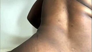 brunette amateur with natural tits and big ass spreads fat pussy and ass wide open for solo toy fucking in costume lingerie