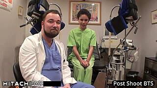 Watch this curly Latina freshman nurse Sandra Chappelle force a Hitachi orgasm on her patient in hospital solo scene 😏