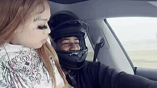 During spring break holiday, Cambodian teen flashes and rides big black cock outdoors in rough amateur action.