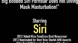 Big boobed Siri pornstar does hot diving mask masturbation session