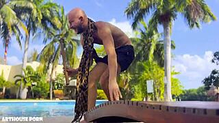 Petite Latina Violeta Grey Delivers Oily Footjob with Cum on Feet