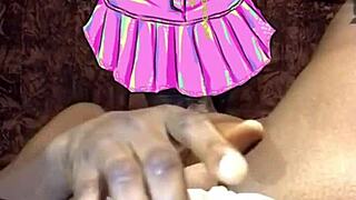 Oh man, check out this muscular babe with a small waist and sexy lingerie showing her big clit