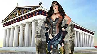 granny wonder woman gilf goddess spreads legs for missionary pounding and creampie closeup