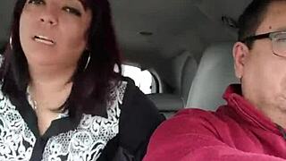 Wife fucked hard by stranger in backseat while husband drives our car