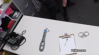 Brunette Office Holes Inspected by Flashlight and Thick Cock