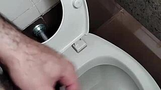 jerking small cock in public toilet
