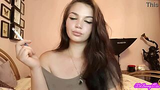 Blue-Eyed Bunny Blows Smoky Face