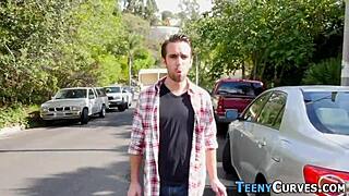 Horny big ass teen gives intense blowjob and facial