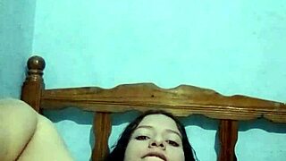 Latina amateur solo masturbates natural tits in bedroom until intense homemade cum