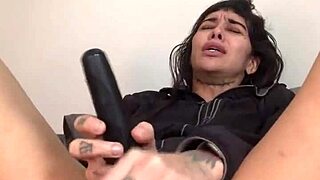 french cutie fucks huge dildos anally squirts privately