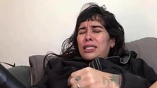 french cutie fucks huge dildos anally squirts privately