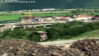 cute petite 18+ chick gets fucked hard outdoors by two huge cocks ugh