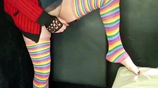 i fuck boyfriend's ass hard with strapon til his cock explodes