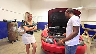 Blonde Begs BBC Mechanic to Pound Her Tight Pussy Hard for the Autobill Relief