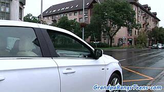 big-titted euro babe rides grandpa's cock eagerly