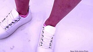 Stunning blonde delivers amazing outdoor footjob