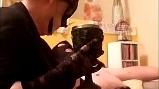 halloween femdom binds slut slave for teasing blowjob and bdsm whipping