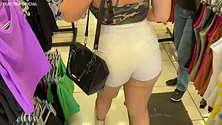 brazilian latina prostitute sneaks into my fitting room for sloppy suck