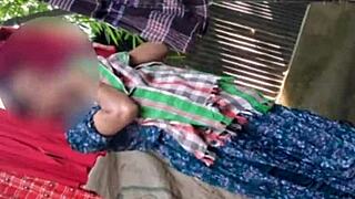 Slim village girl bathes showing tits ass for country anal