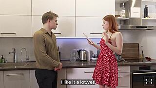 Muscular redhead begs bodybuilder to fuck her tight pussy hard for rent