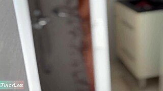 caught jerking catches shower milf licks juicy pussy fucks closeup cum