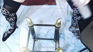 Emo tranny licks own cum!