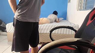 stepdad's cock hardens as latina teen shakes ass bareback while wife away 😈🍑