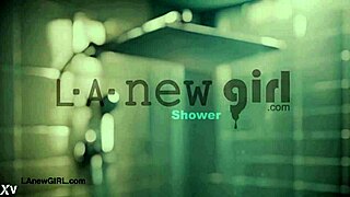 New cute brunette enjoys refreshing shower