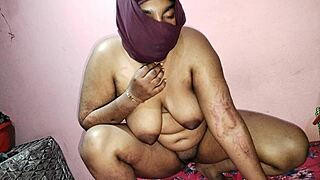 bhabhi struggled sucking my dick so she shaved her hair off to make it easy homemade with her huge natural tits