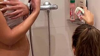 Lesbians Explode Passion Shower Sloppy Double BJ Cumswap Facial