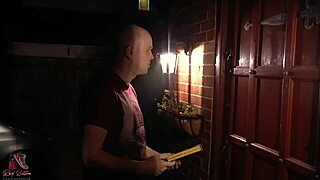 Granny devours pizza boy's fat cock with her huge tits out in sloppy mature blowjob frenzy!