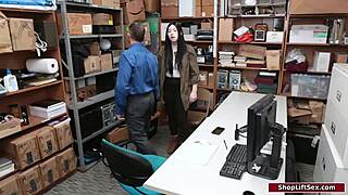 Teen shoplifter with big tits and ass gets fucked hard by LP officer at work!
