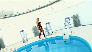 blonde milf anal creampie in fishnets stockings