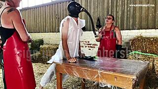 dominatrix mistress april binds whore for garden assfucking