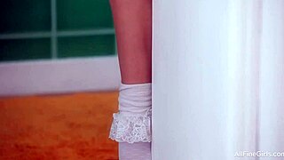 Shaved blonde teen's innocent urges lead to wet pussy masturbation and explosive orgasm on camera